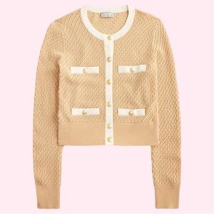 J Crew Cashmere pointelle cardigan sweater